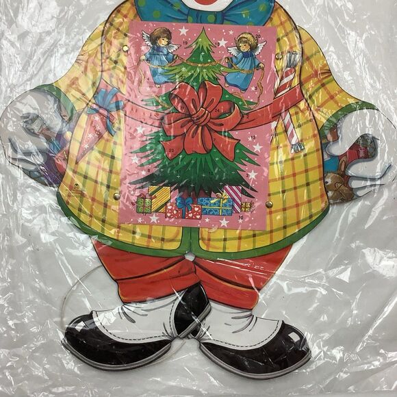 Vintage Pull String Santa Christmas Advent Calendar Denmark Moldow Movable Clown - Picture 3 of 12